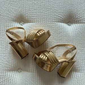 MICHAEL KORS Gold Platform Heels!